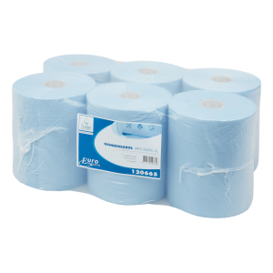 Handdoekrol mini matic cellulose blauw 18cm x 165m 2 laags